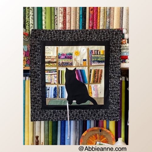 Black Cat Tom - Shop Cat!!- Patchwork & Applique Panel