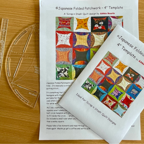 Japanese Folded Patchwork 4" acrylic Template with ruler