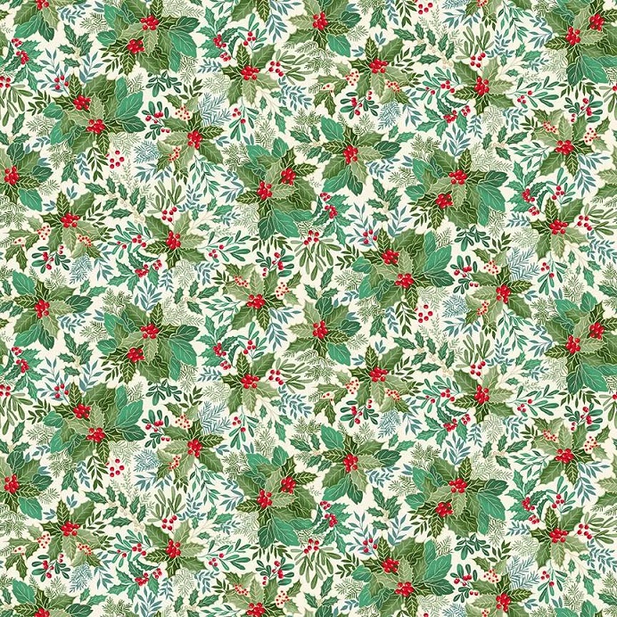 Good Tidings! Holly Cream (Makower Fabrics)
