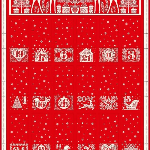 Scandi Advent Calendar Panel - Red (Makower Fabrics)