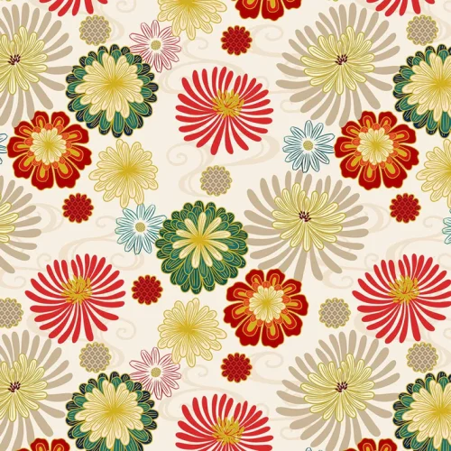 Year of the Dragon - Multi-floral on Cream - Lewis & Irene - A886-1