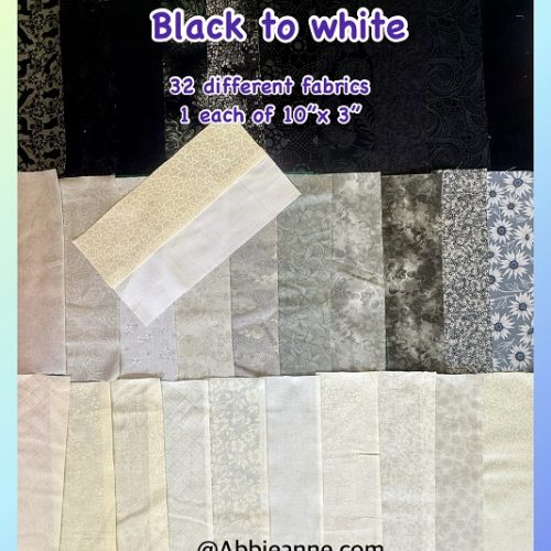 Black to White - 32 Pre-cuts - 10"x 3"