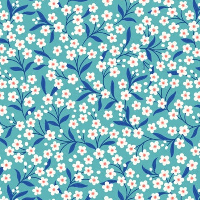 Lewis & Irene: Boho Blooms - Turquoise and Blue Flower Sprigs
